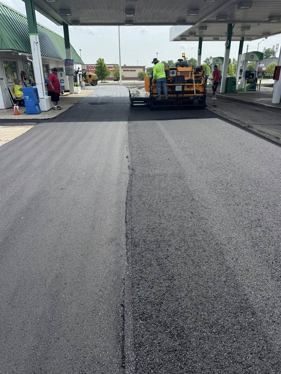 Commercial road paving job in progress